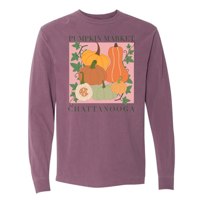 Monogrammed 'Pumpkin Market' Long Sleeve T-Shirt