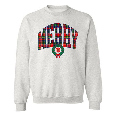 Monogrammed 'Plaid Merry' Crewneck Sweatshirt