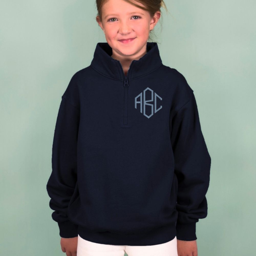Kids Monogrammed Quarter Zip Sweatshirt