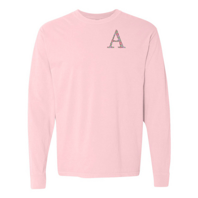 Initial 'Floral Letter' Long Sleeve T-Shirt