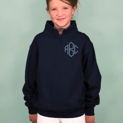 Kids Monogrammed Quarter Zip Sweatshirt