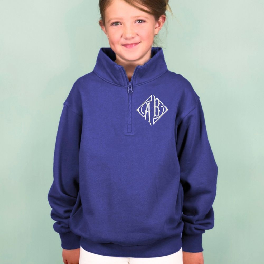 Kids Monogrammed Quarter Zip Sweatshirt