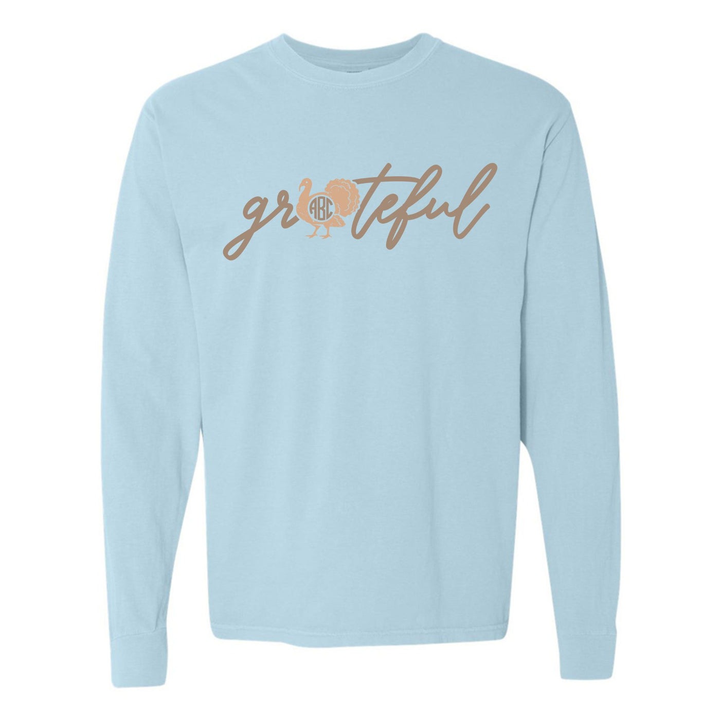 Monogrammed 'Grateful' Long Sleeve T-Shirt