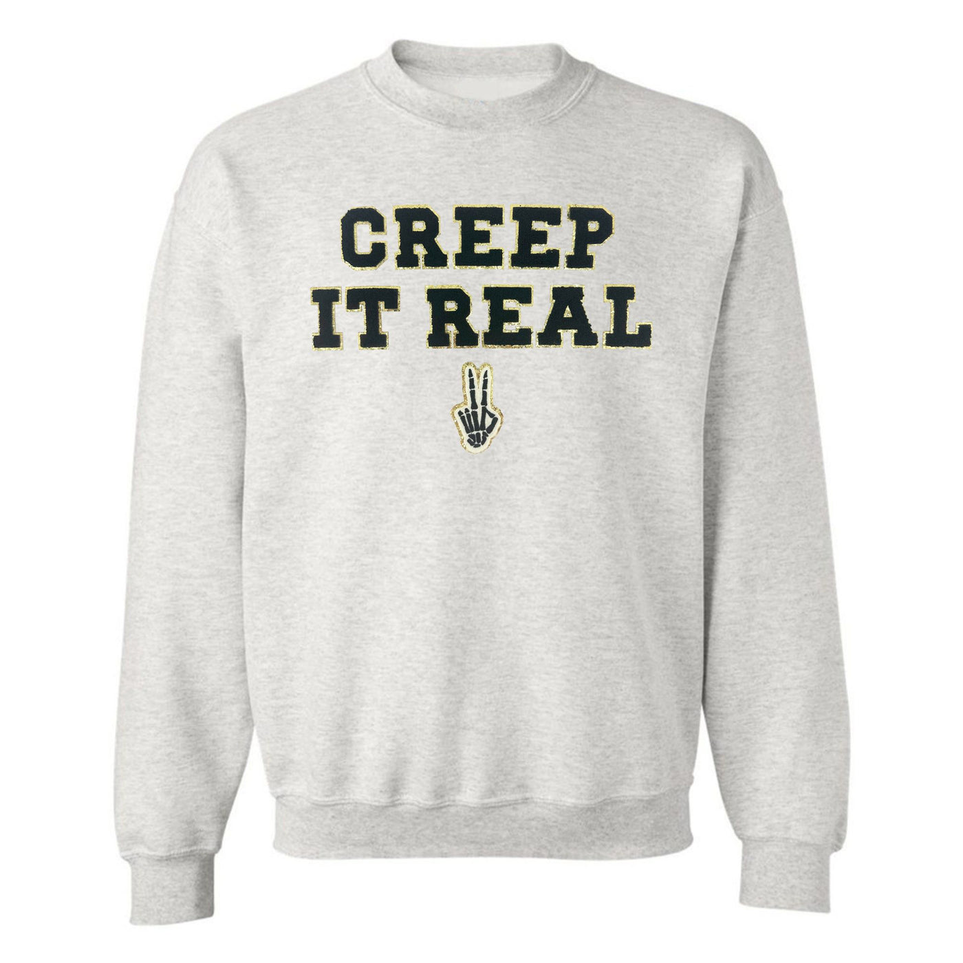'Creep It Real' Letter Patch Crewneck Sweatshirt