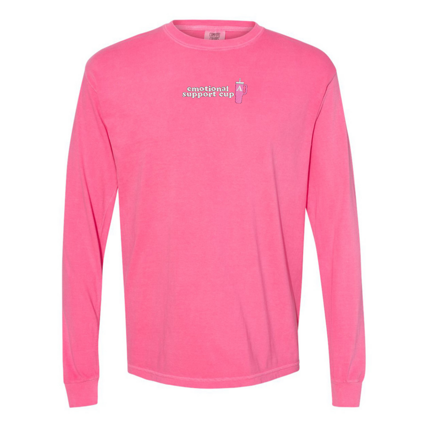 Initial 'Emotional Support Cup' Long Sleeve T-Shirt