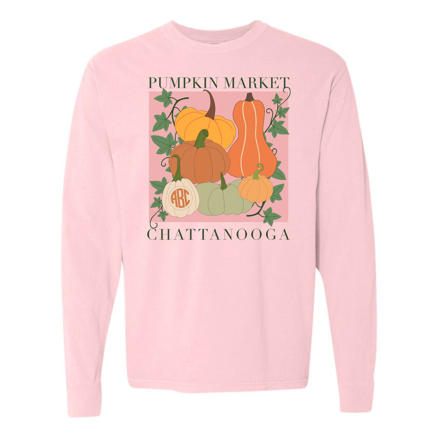 Monogrammed 'Pumpkin Market' Long Sleeve T-Shirt