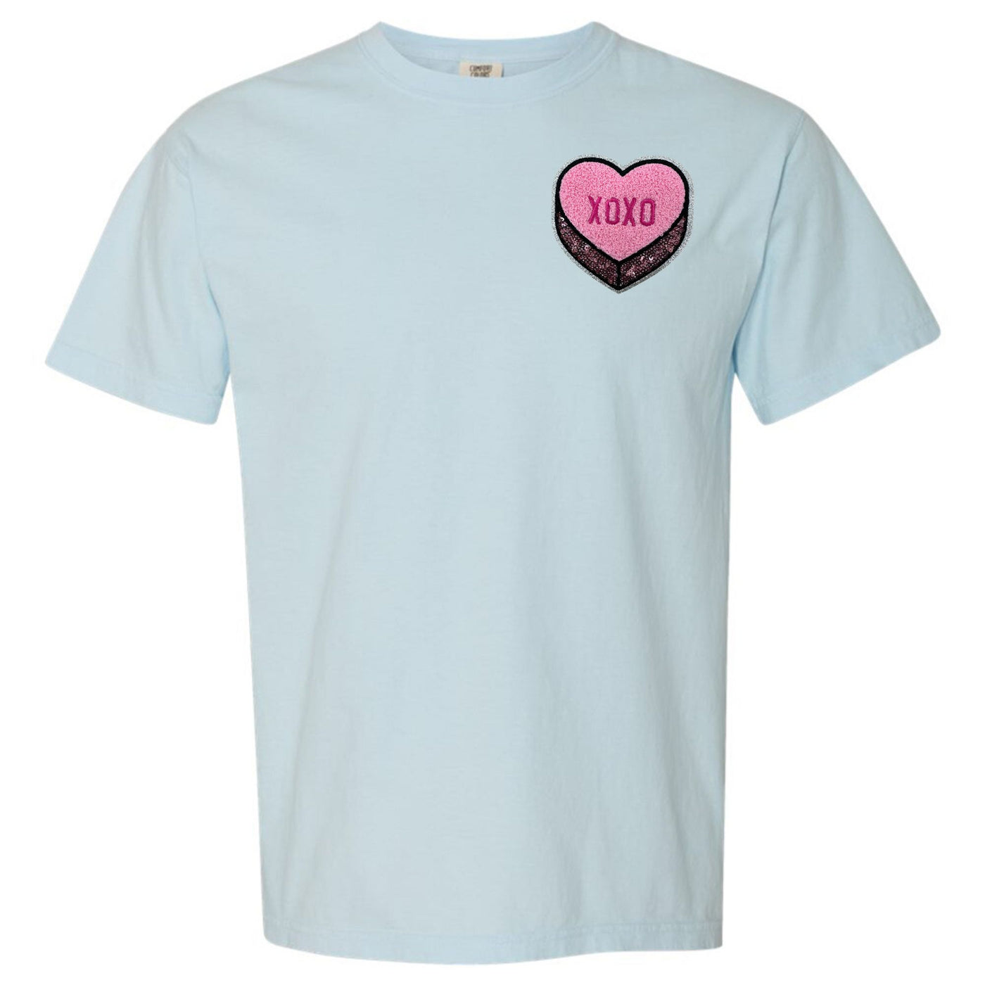 'Pink XOXO Candy Heart' Letter Patch T-Shirt