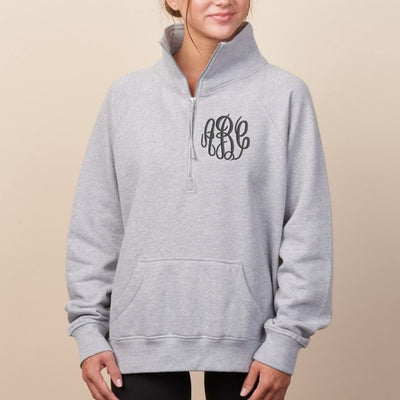 Monogrammed Pocket Quarter Zip Sweatshirt