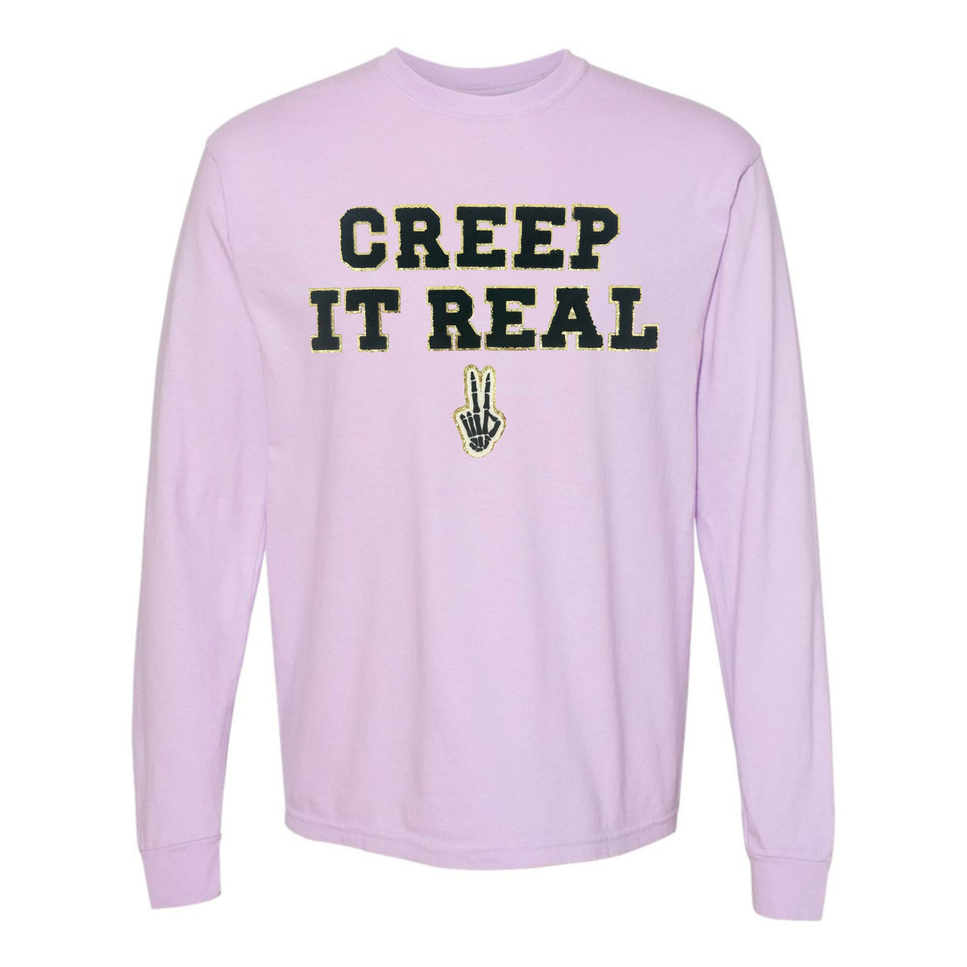 'Creep It Real' Letter Patch Comfort Colors Long Sleeve T-Shirt