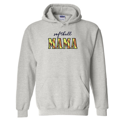 Glitter Embroidery 'Softball Mama/Mom' Hoodie