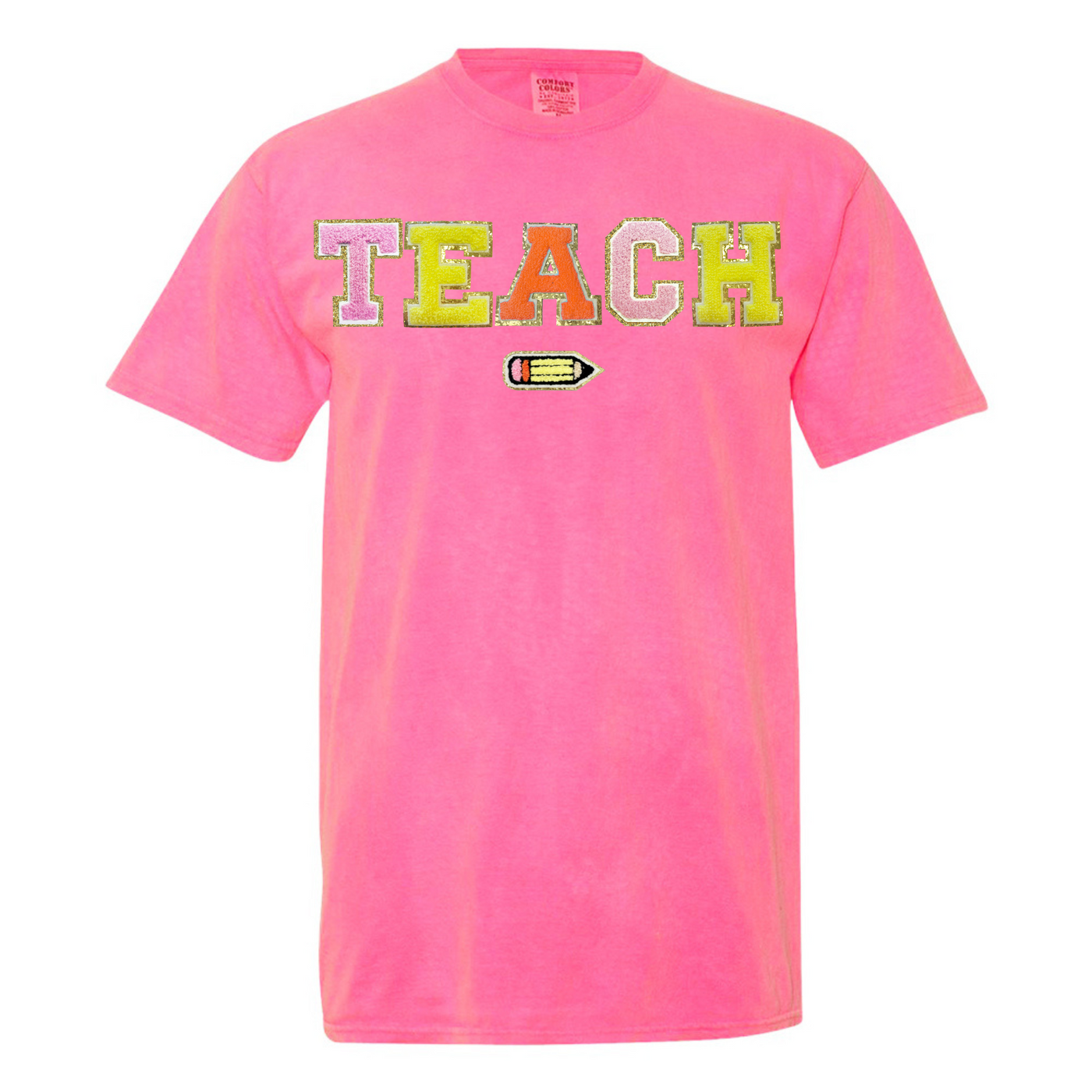 Teach Pencil Letter Patch T-Shirt