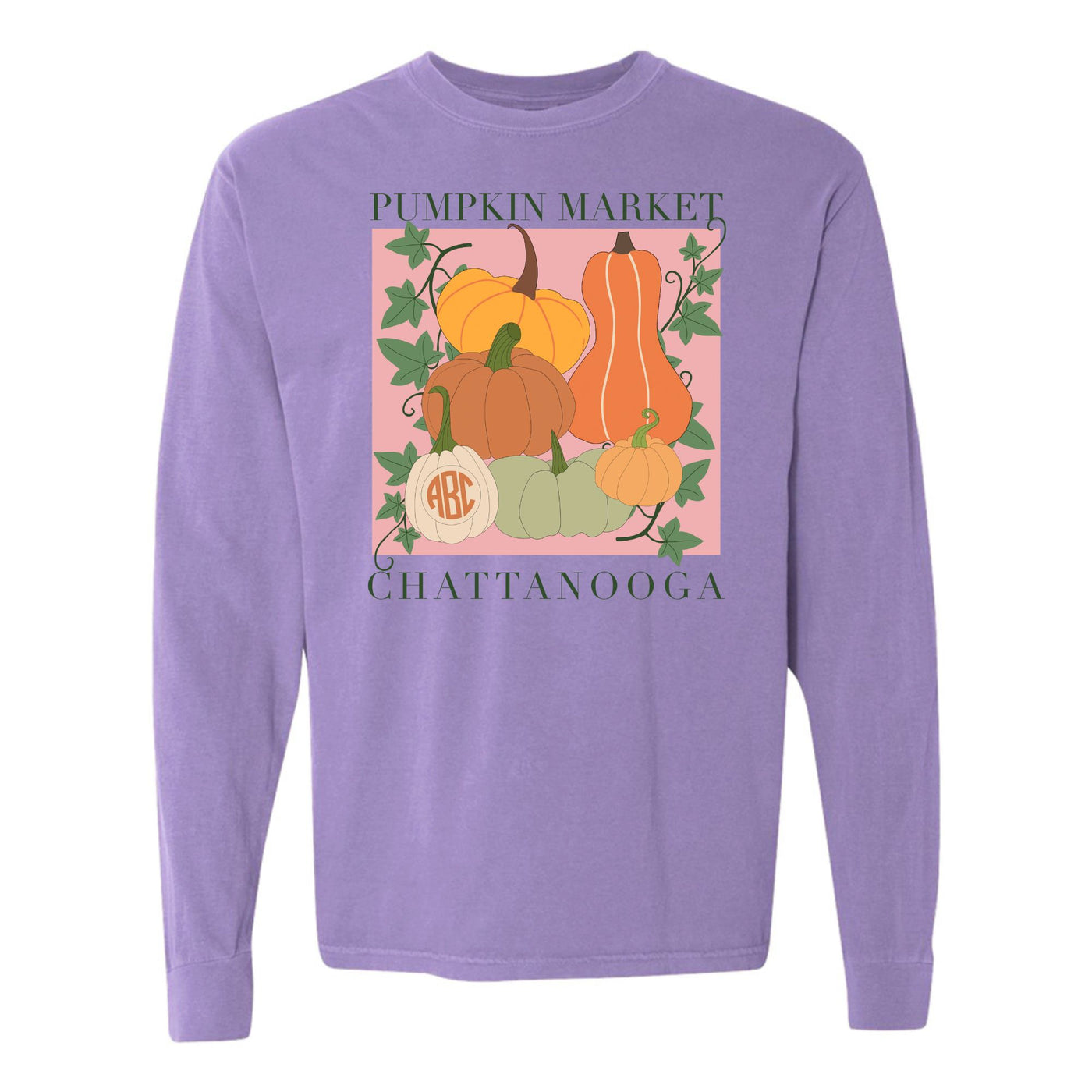 Monogrammed 'Pumpkin Market' Long Sleeve T-Shirt