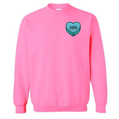 'Tiffany Blue XOXO Candy Heart' Letter Patch Crewneck Sweatshirt