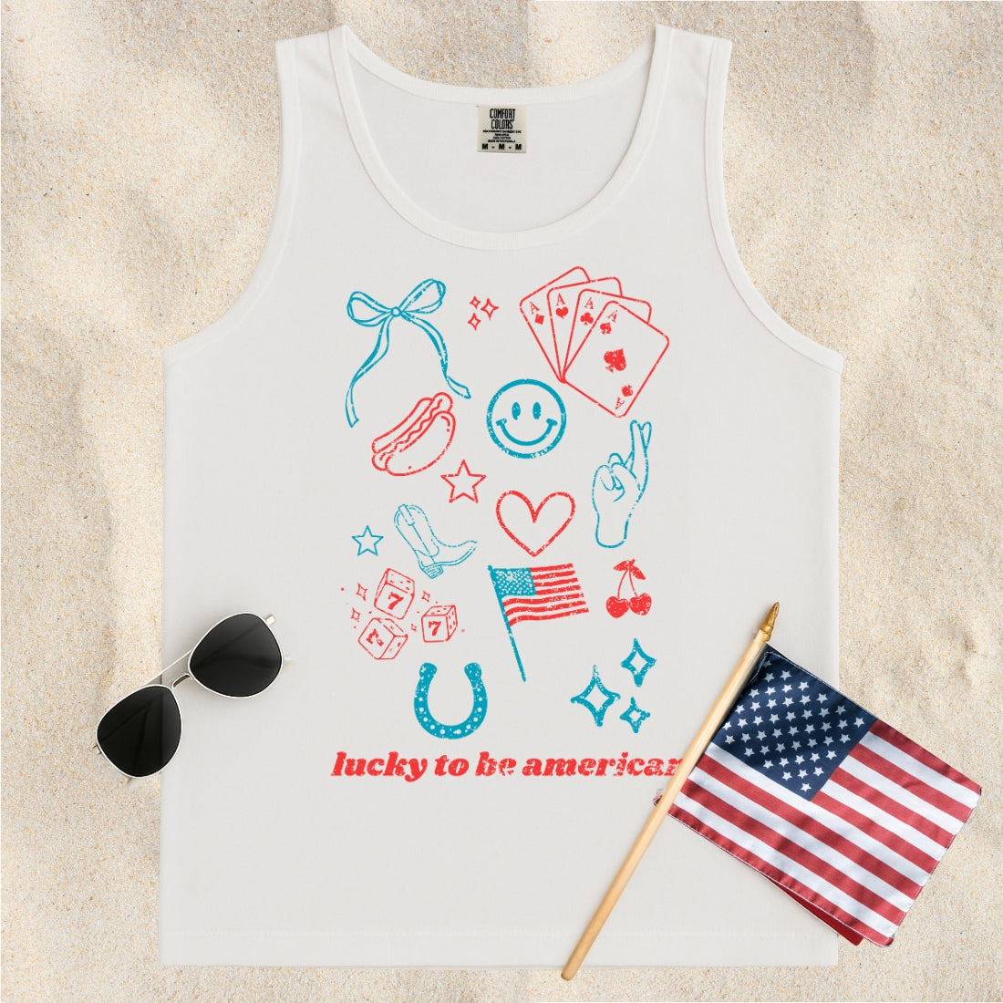 'Lucky To Be American' Tank Top