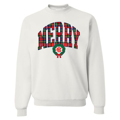 Monogrammed 'Plaid Merry' Crewneck Sweatshirt