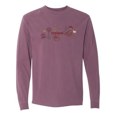 Monogrammed 'Fall Coziness' Embroidered Long Sleeve