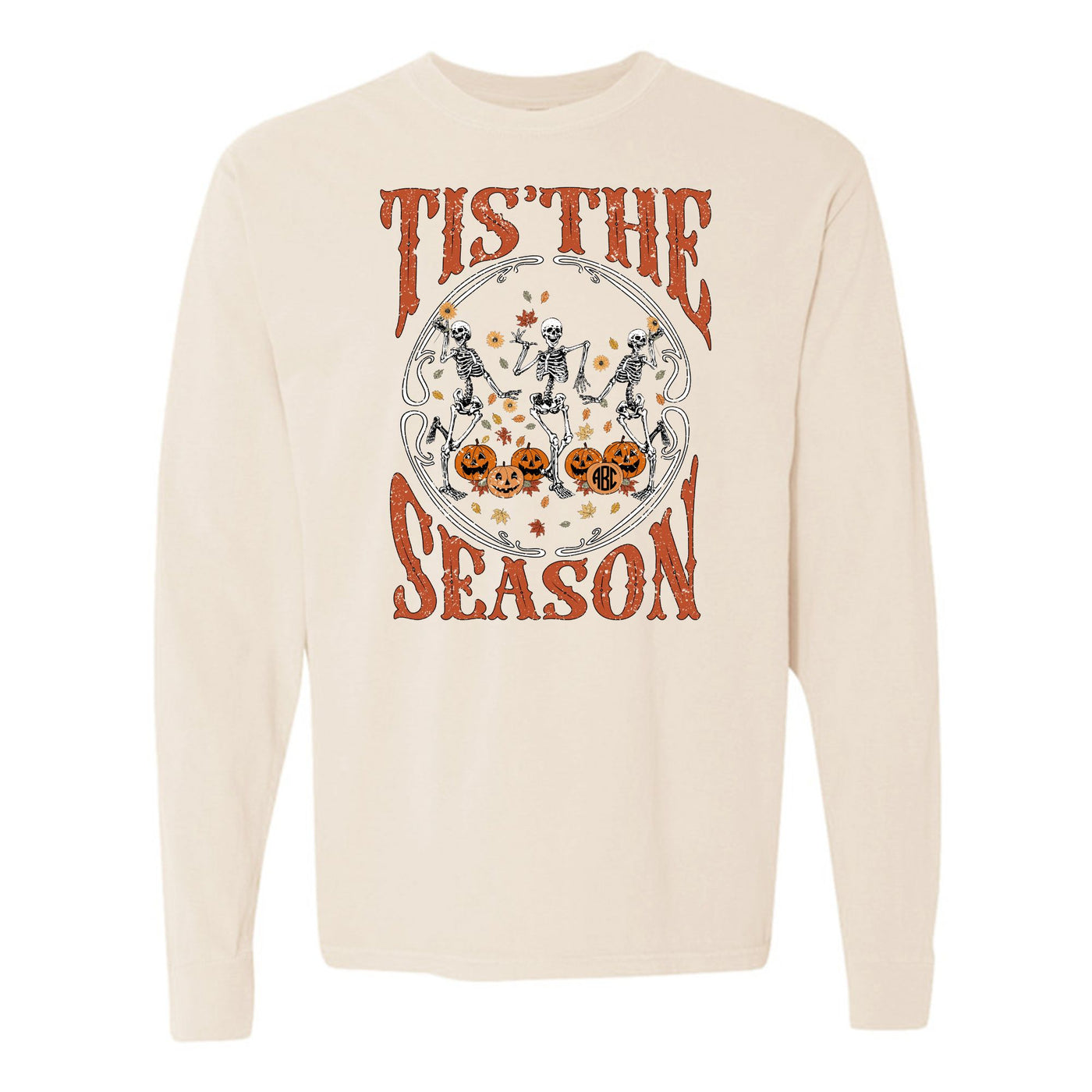 Monogramed 'Tis The Season Skeletons' Long Sleeve T-Shirt