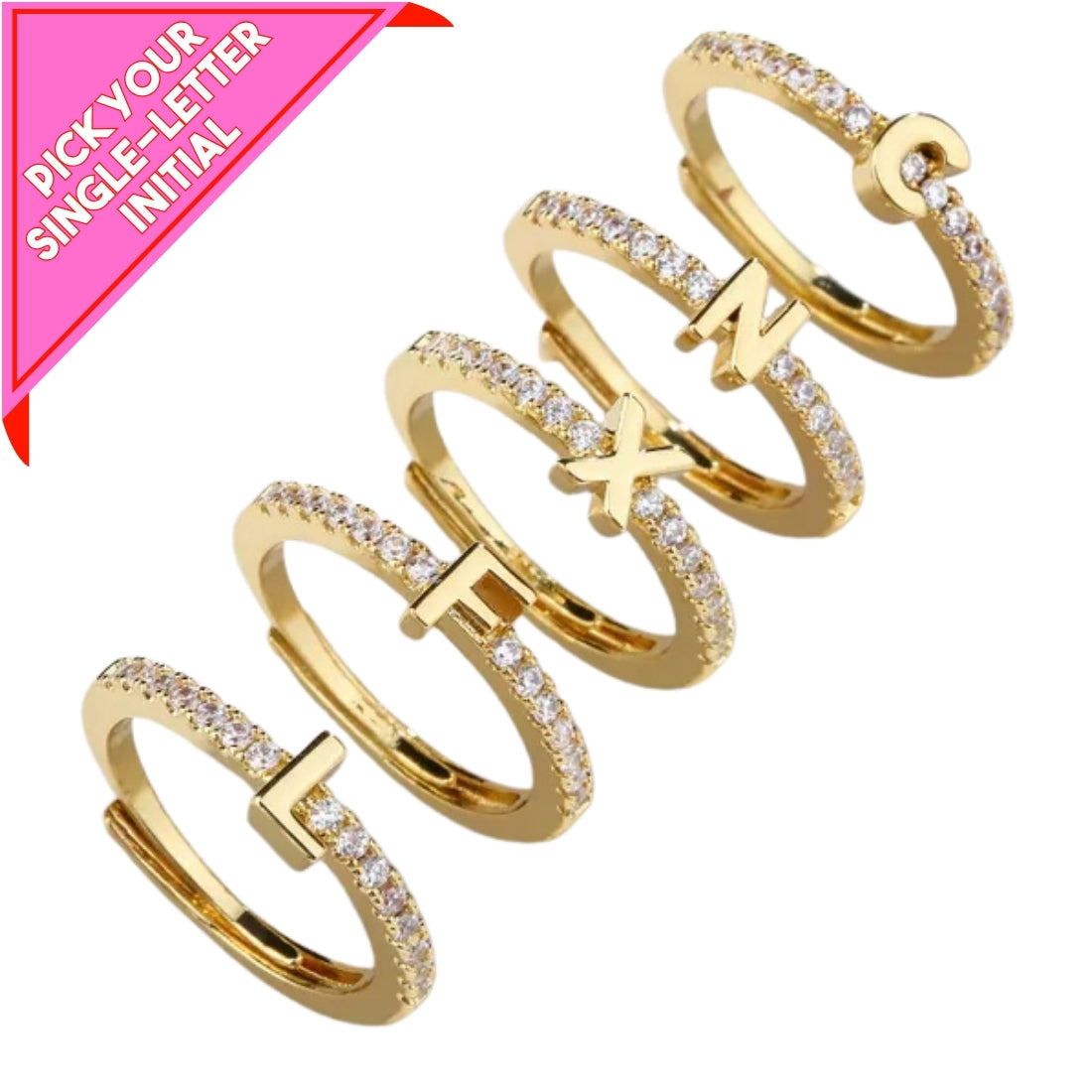 Single Initial ‘Letter Me Sparkle’ Ring