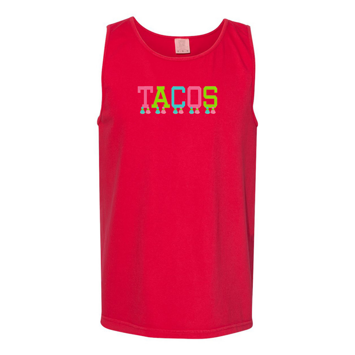 Embroidered Tasseled 'Tacos' Tank Top