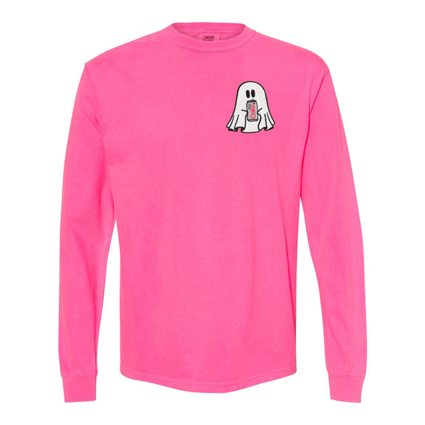 'Diet Coke Ghost' Embroidered Long Sleeve T-Shirt