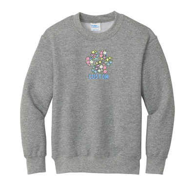 Kids Make It Yours™ 'Floral Paw Print' Crewneck Sweatshirt