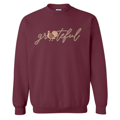Monogrammed 'Grateful' Crewneck Sweatshirt