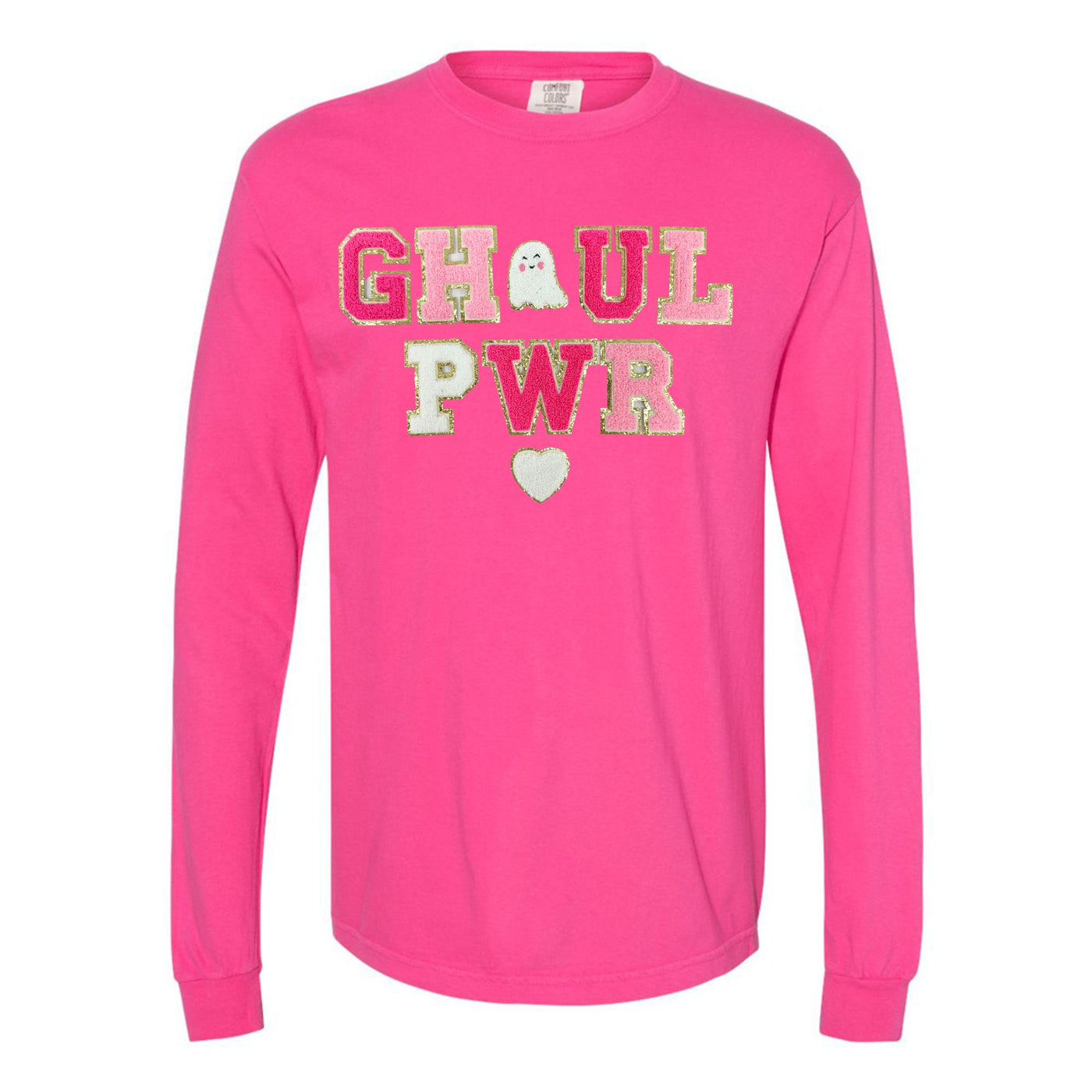 'Ghoul Pwr' Letter Patch Comfort Colors Long Sleeve T-Shirt