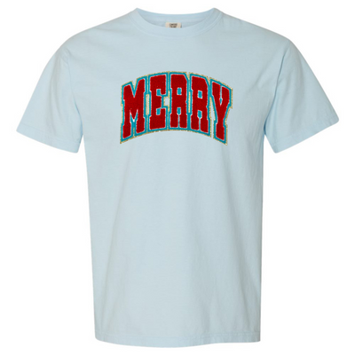 'Varsity Merry' Letter Patch Tee