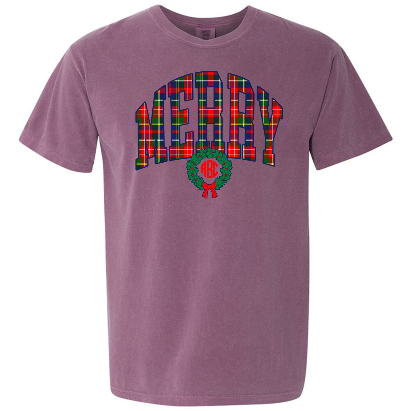 Monogrammed 'Plaid Merry' T-Shirt