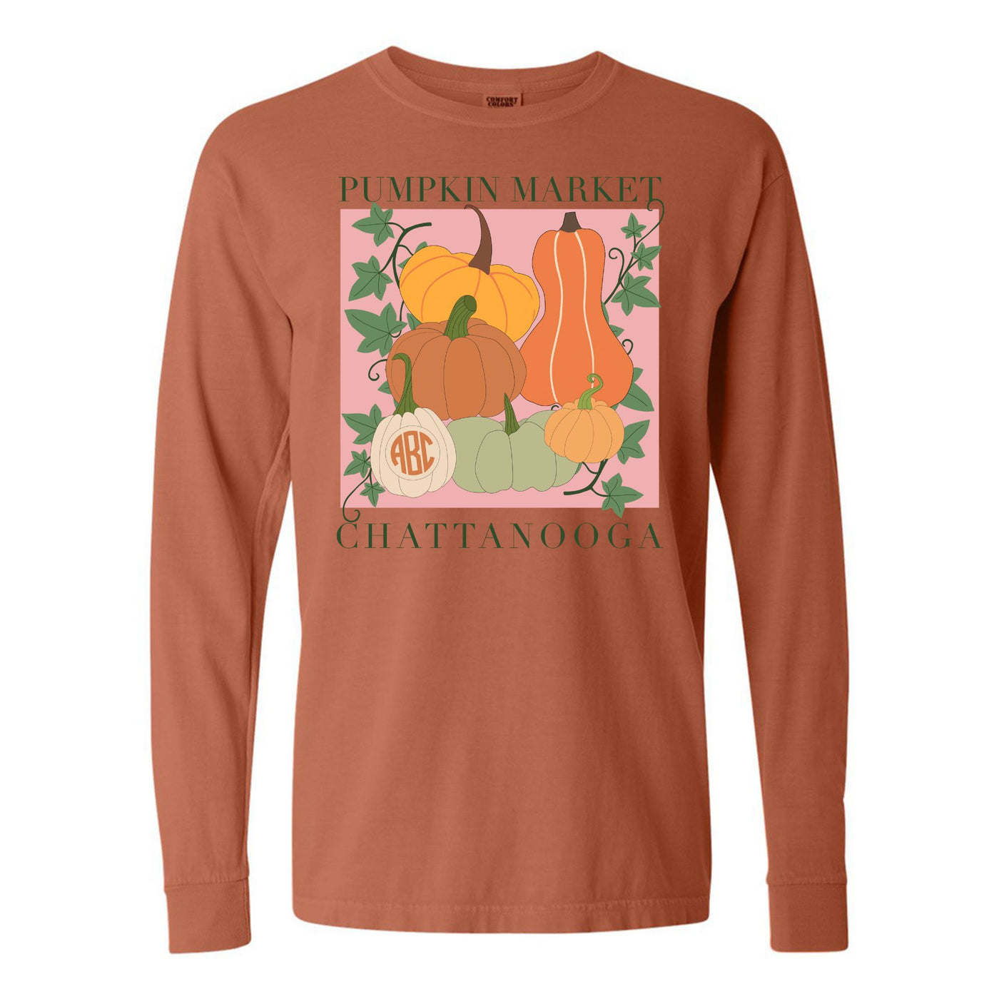 Monogrammed 'Pumpkin Market' Long Sleeve T-Shirt