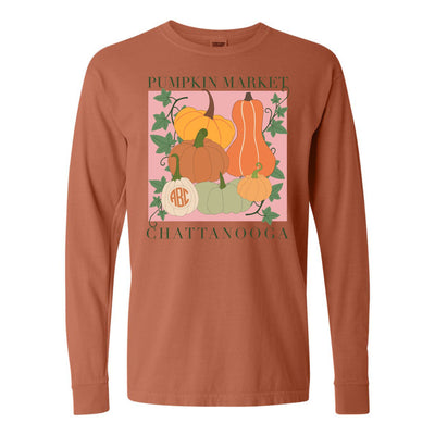 Monogrammed 'Pumpkin Market' Long Sleeve T-Shirt