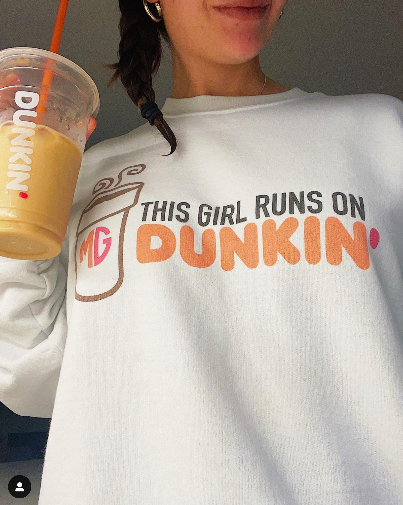 Initialed 'This Girl Runs On Dunkin' Crewneck Sweatshirt
