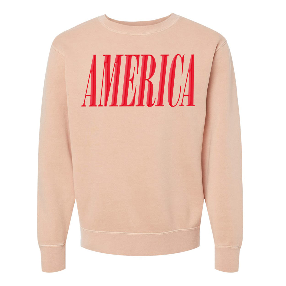 'America' PUFF Pigment Dyed Crewneck Sweatshirt