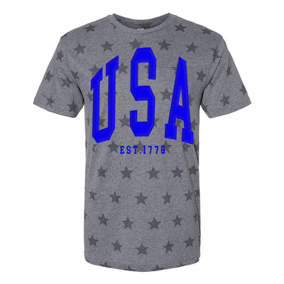'USA' PUFF Design Stars T-Shirt