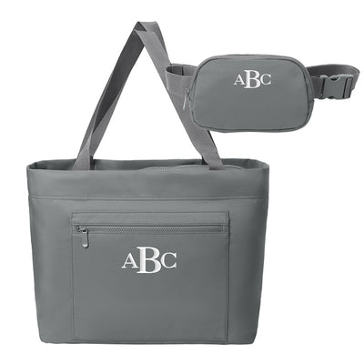 Monogrammed Matte Carryall Tote and Belt Bag Set