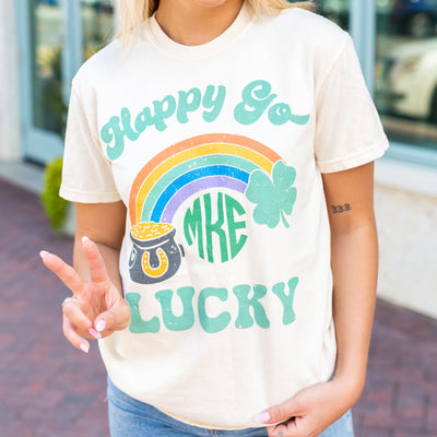 Monogrammed 'Happy Go Lucky' T-Shirt