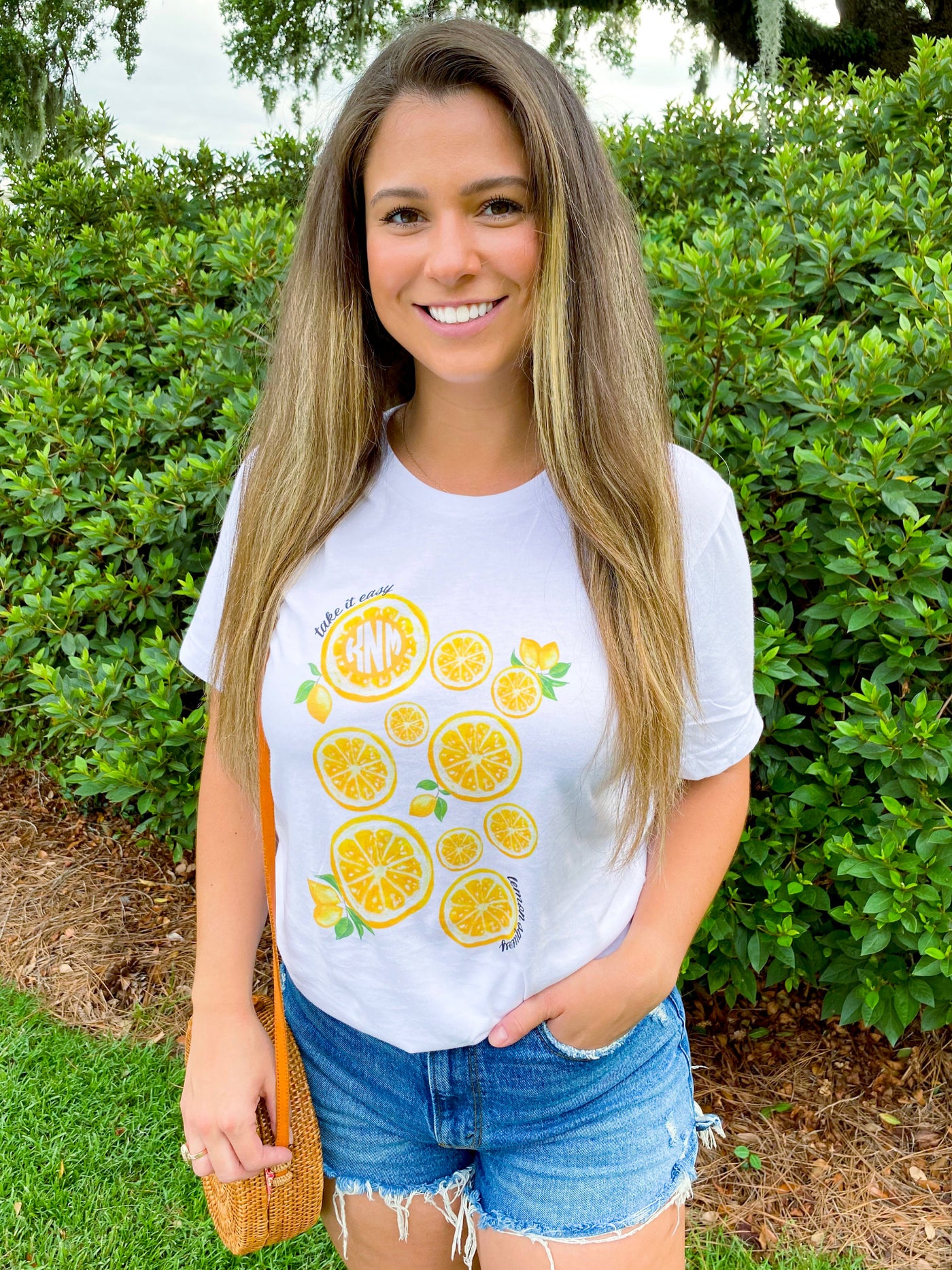 Monogrammed 'Take It Easy Lemon Squeezy' Premium T-Shirt