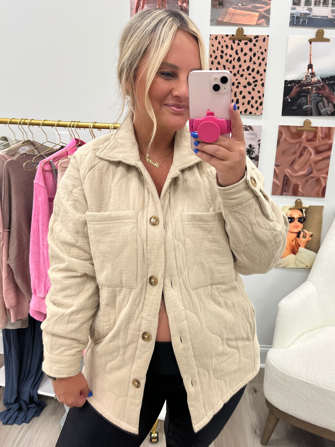 Boutique Tan Quilted Jacket