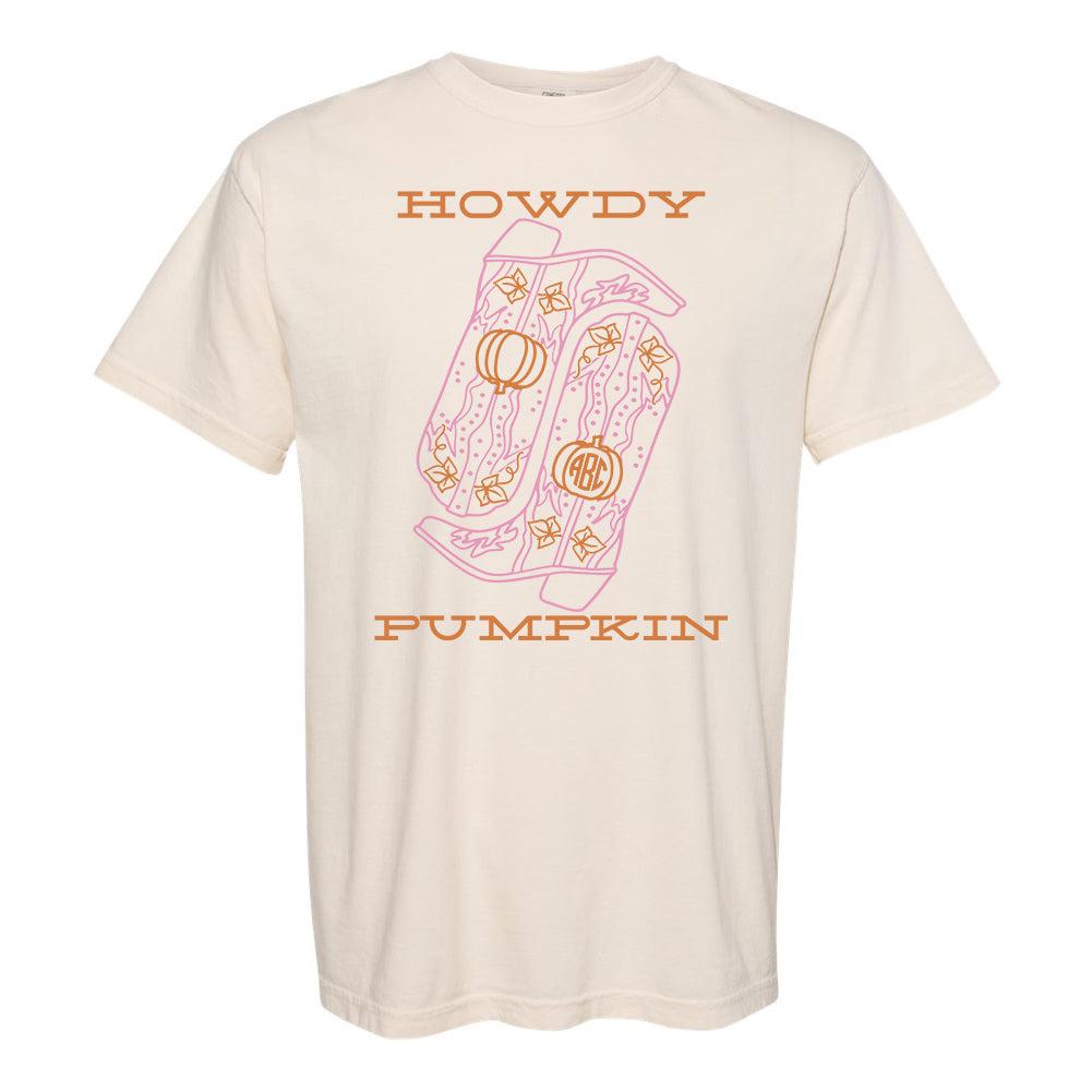 Monogrammed 'Howdy Pumpkin Boots' T-Shirt