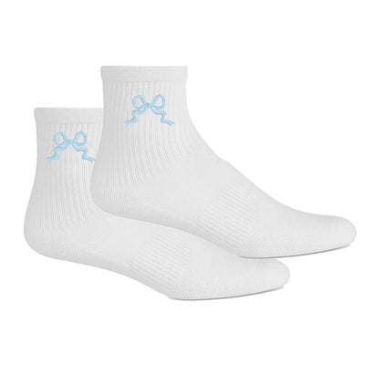Embroidered 'Ribbon Bow' Crew Socks