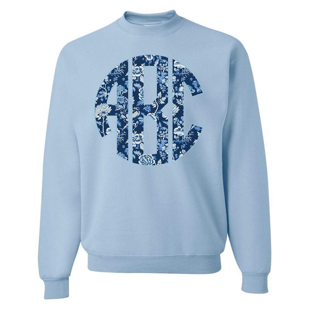 Monogrammed 'Blue & White Chinoiserie' Big Print Sweatshirt