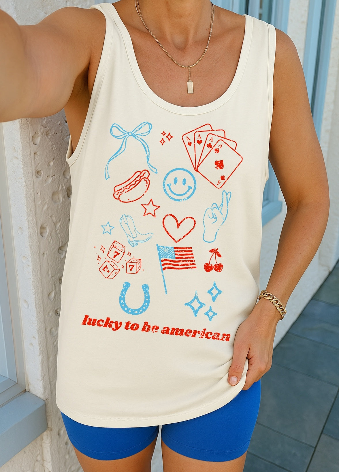 'Lucky To Be American' Tank Top