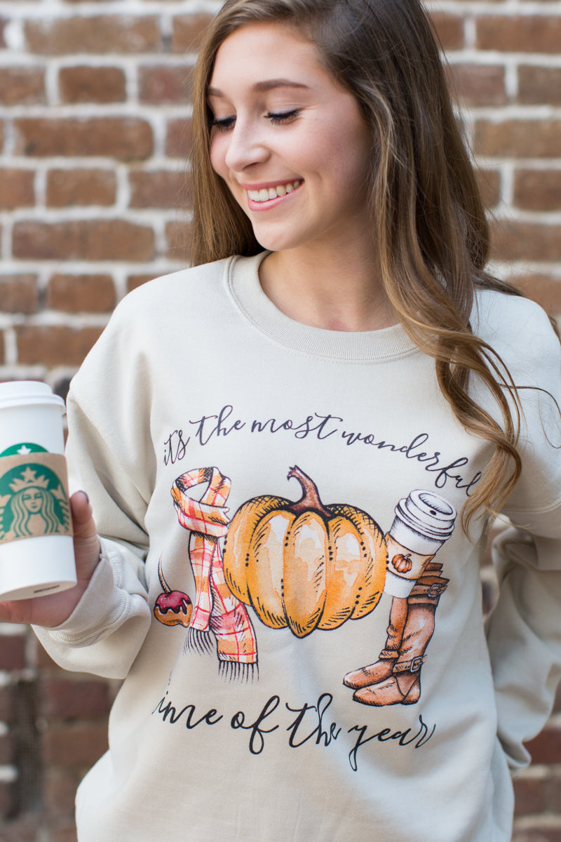 Monogrammed Fall 'Most Wonderful Time' Crewneck Sweatshirt