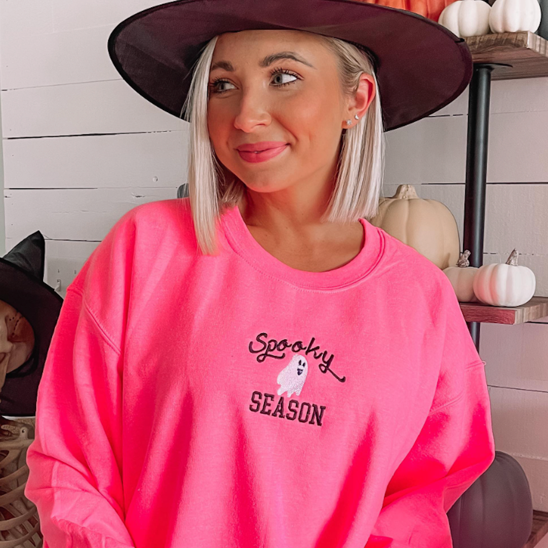 'Spooky Season' Embroidered Crewneck Sweatshirt