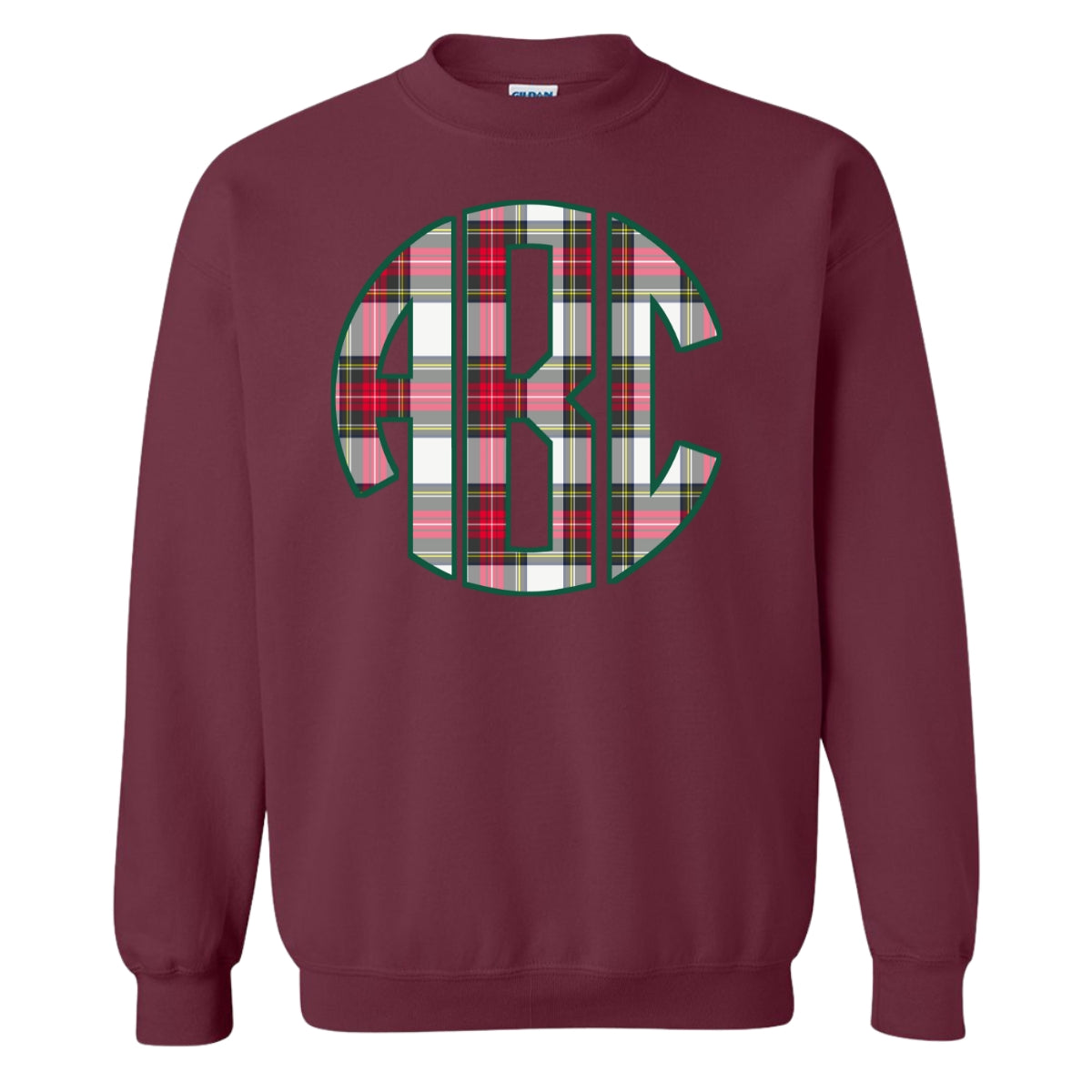 Monogrammed 'Christmas Plaid' Big Print Crewneck Sweatshirt
