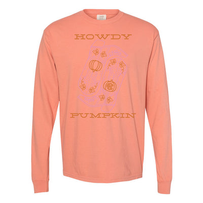 Monogrammed 'Howdy Pumpkin Boots' Long Sleeve T-Shirt