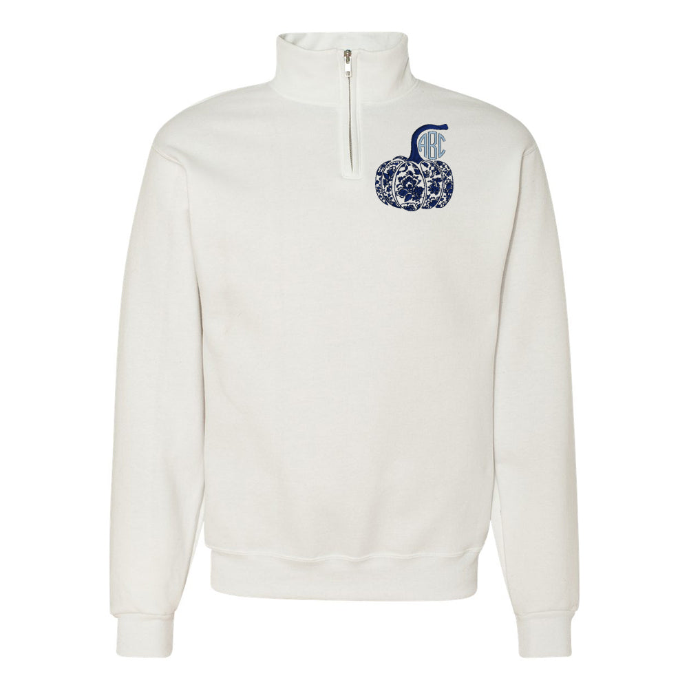 Monogrammed 'Chinoiserie Pumpkin' Quarter Zip Sweatshirt