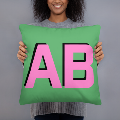 Initialed Shadow Block Pillow Case + Pillow