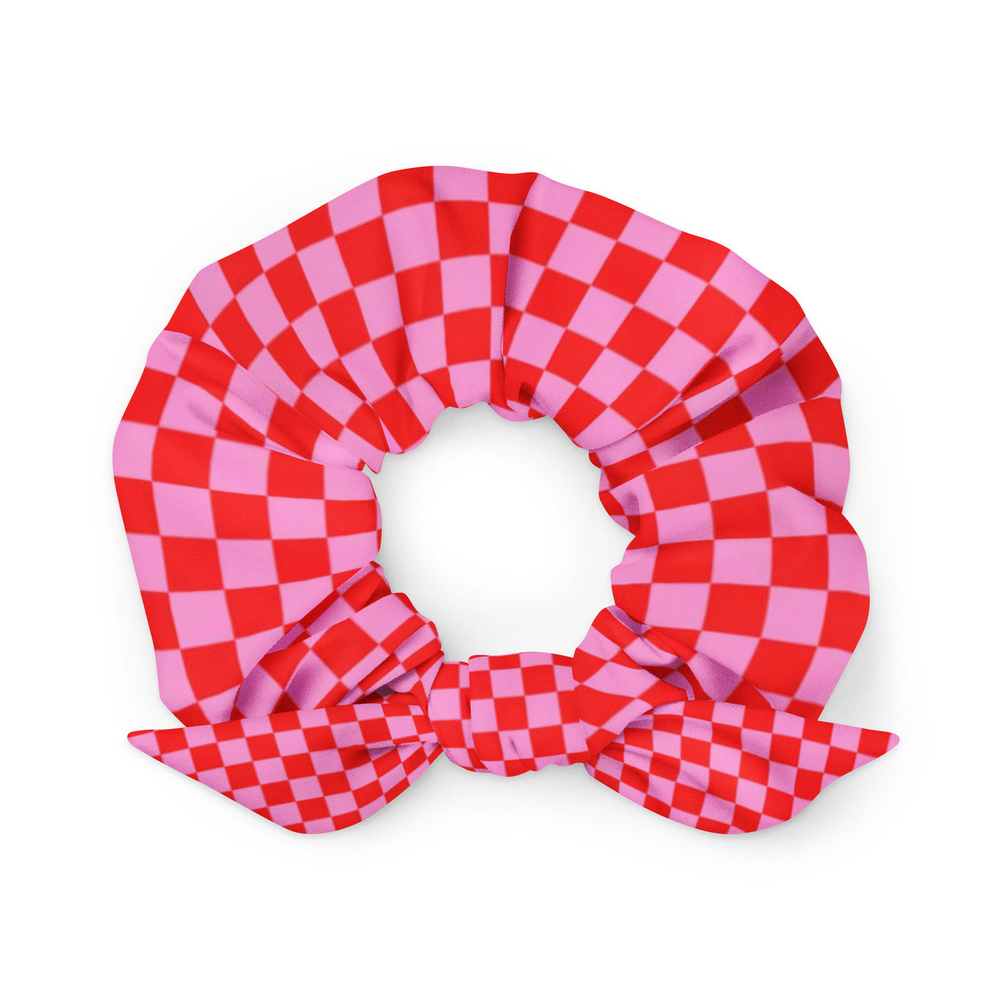 Pink Check Recycled Scrunchie