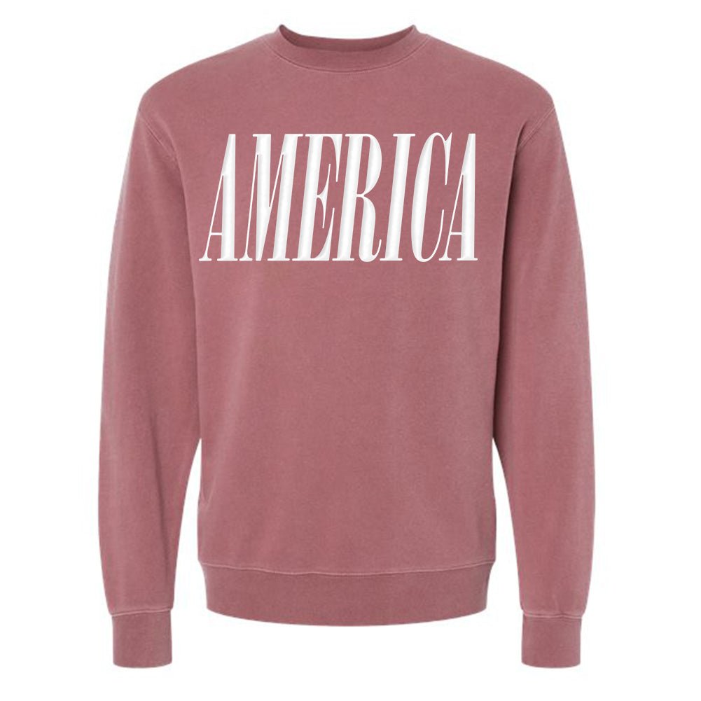 'America' PUFF Pigment Dyed Crewneck Sweatshirt - United Monograms